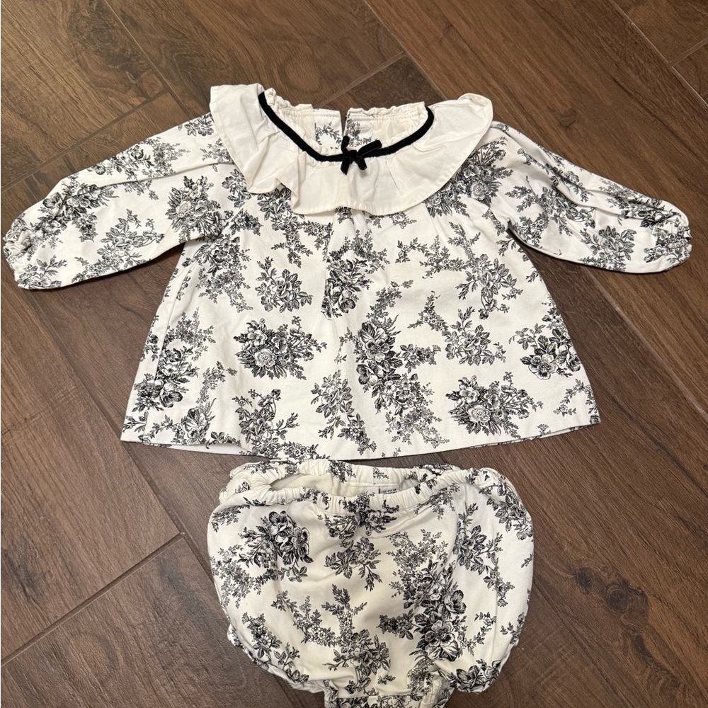 Janie and Jack Floral Baby Outfit with Ruffled Collar